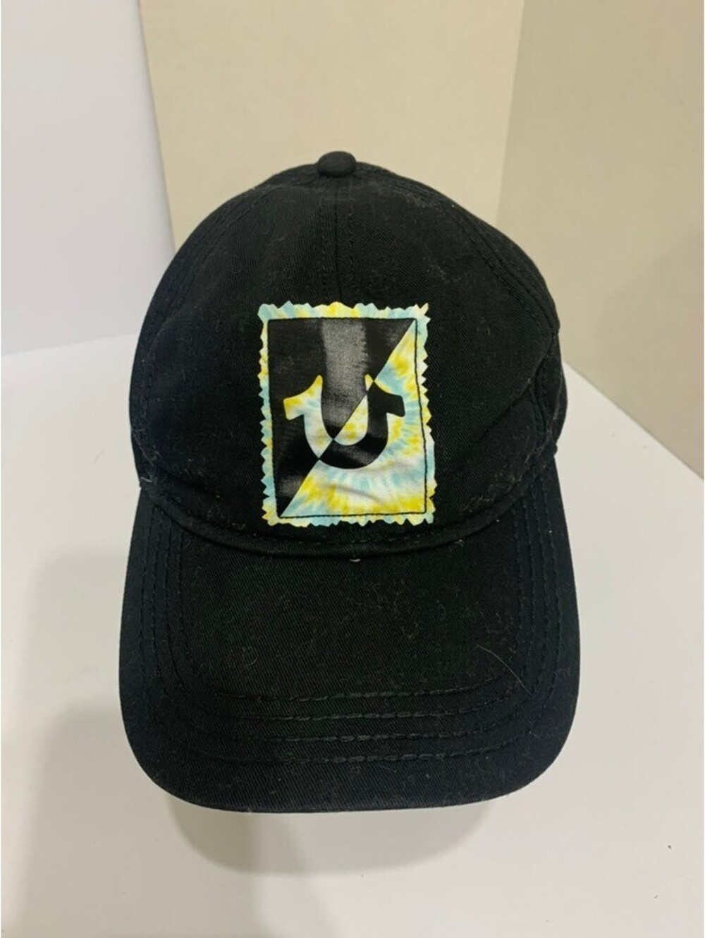 True Religion Black Tie Dye Horseshoe Baseball Cap Hat Adjustable Cotton